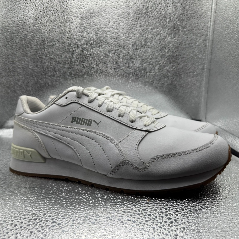 Size 11 Puma ST Runner v2 Full L White Leather Mens Sneaker Shoes 365277-09